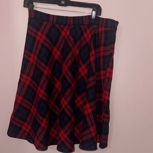 Allegra K Red and Black Plaid A-Line Skirt